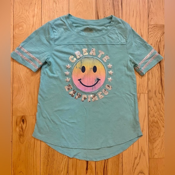 Lot of 3 Girls Short Sleeve Tee Shirts Size 10 Patriotic Love Sequin Smiley Face - Picture 4 of 14